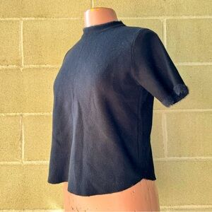 ZARA black thick fuzzy short sleeve cropped tee